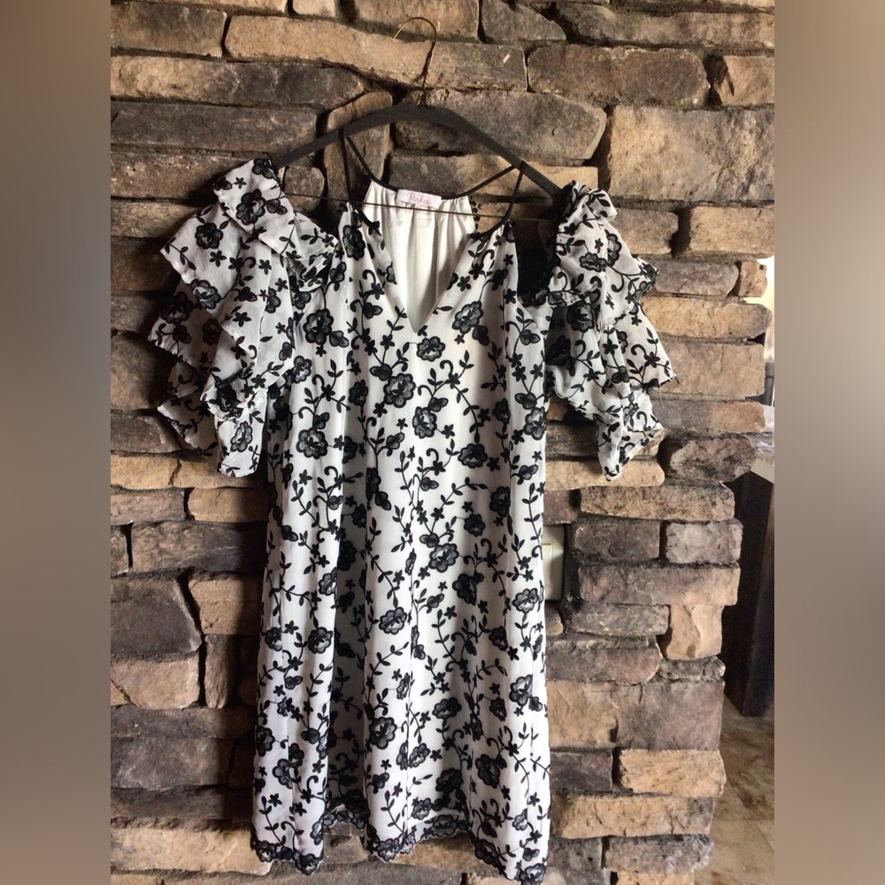 Parker black and white cocktail dress
